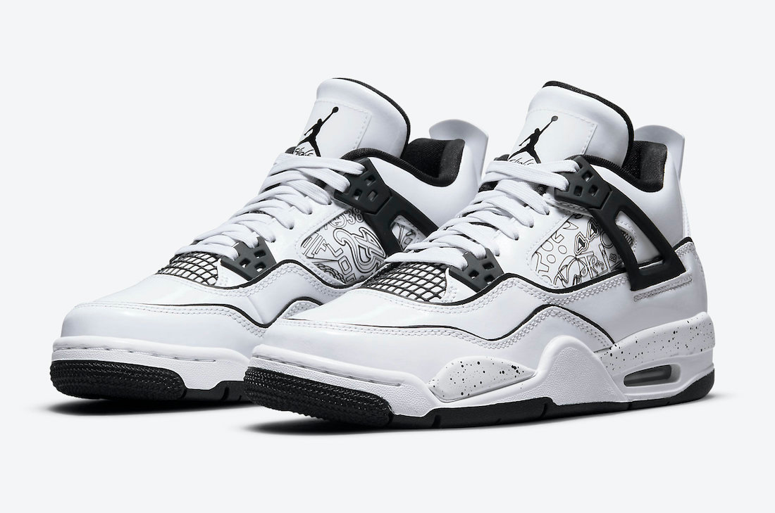 autohao:airjordan4gs"diy"官方照发售日期2021819配色:white/black