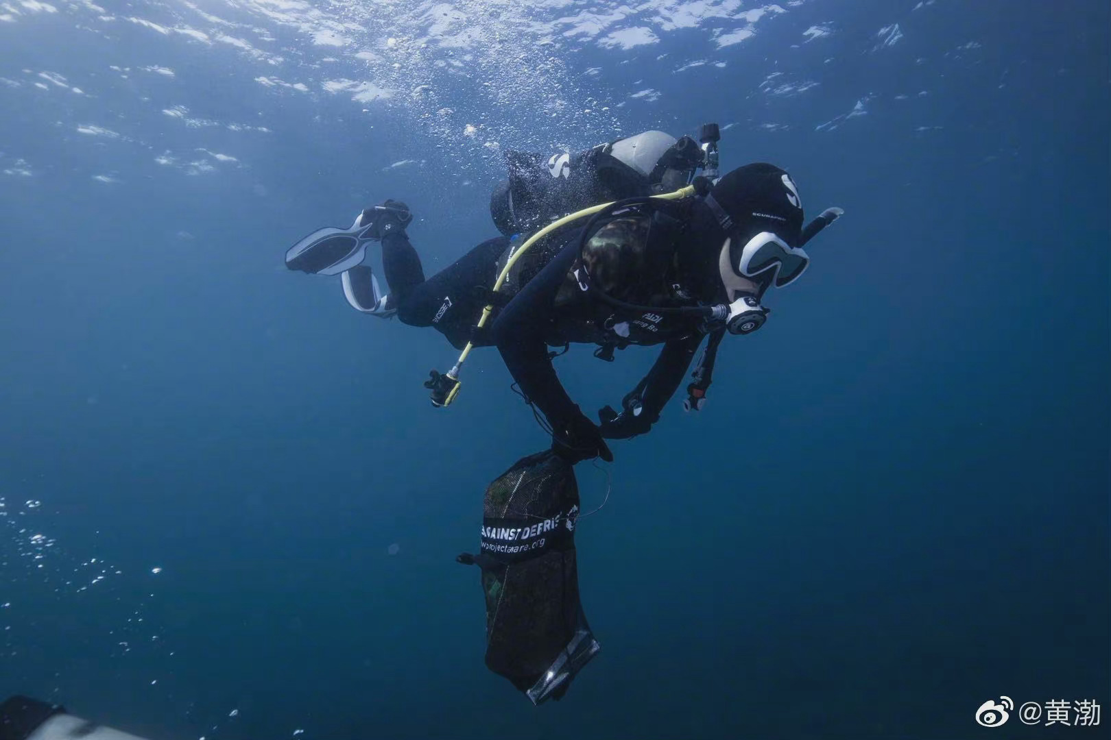 黄渤晒潜水照呼吁保护海洋