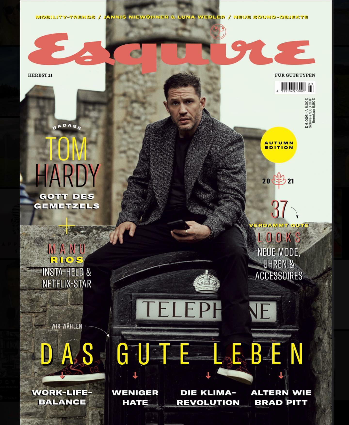 帅帅帅汤老湿汤姆哈迪登上德国esquire杂志封面美图大赏