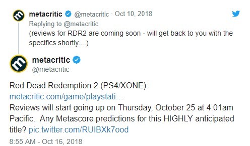 满分刷屏?《荒野大镖客2》评分解禁时间曝光—— zt