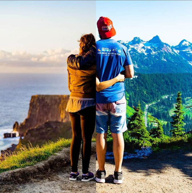 异地情侣beccadan创意拼接旅行照换个方式秀恩爱zt