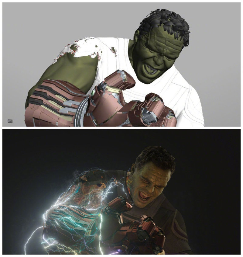 复仇者联盟4:终局之战一些特效镜头对比图,原来是这么来的 zt