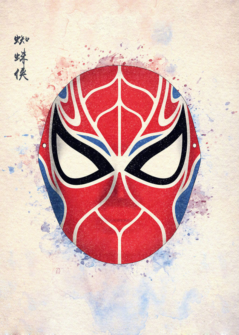 东西方文化元素相结合,塑造出中国风超级英雄脸谱图 zt