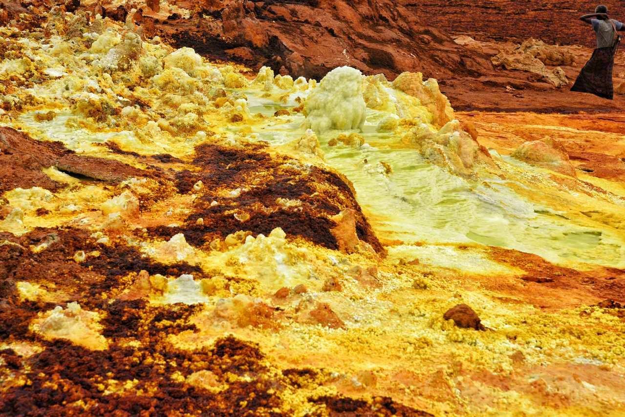埃塞俄比亚dallol火山硫磺湖,温度常年在50度以上,别样的风景 zt