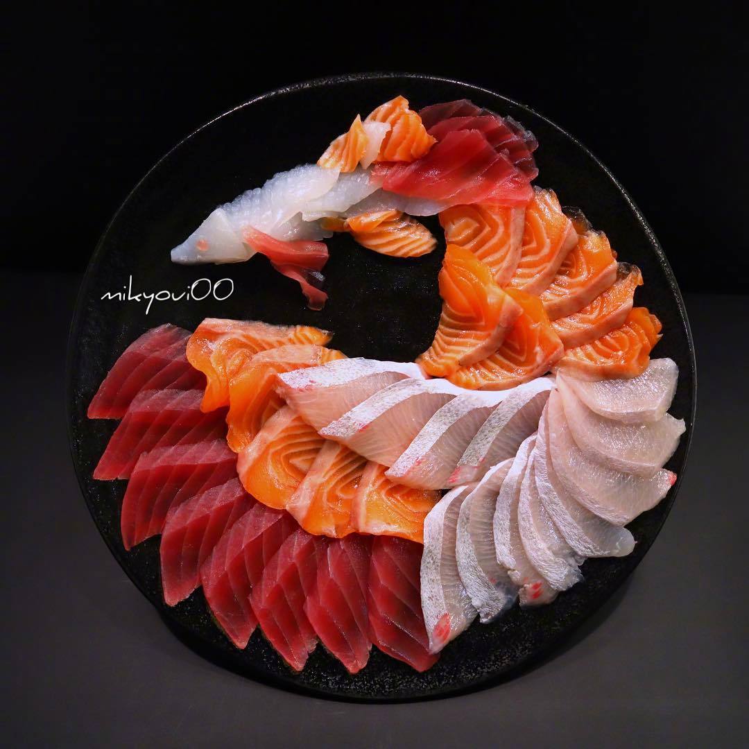 创意刺身摆盘,大……大户人家…… zt