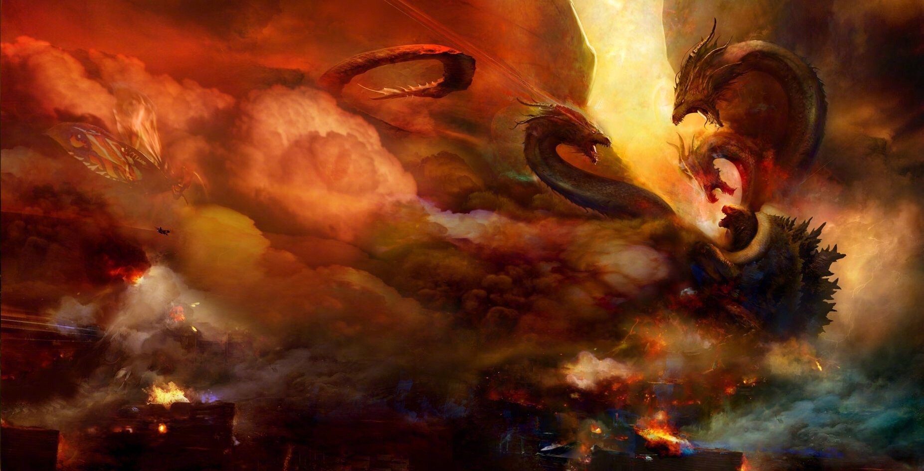 炫美哥斯拉2再曝原始概念设计图四大泰坦巨兽同框了zt