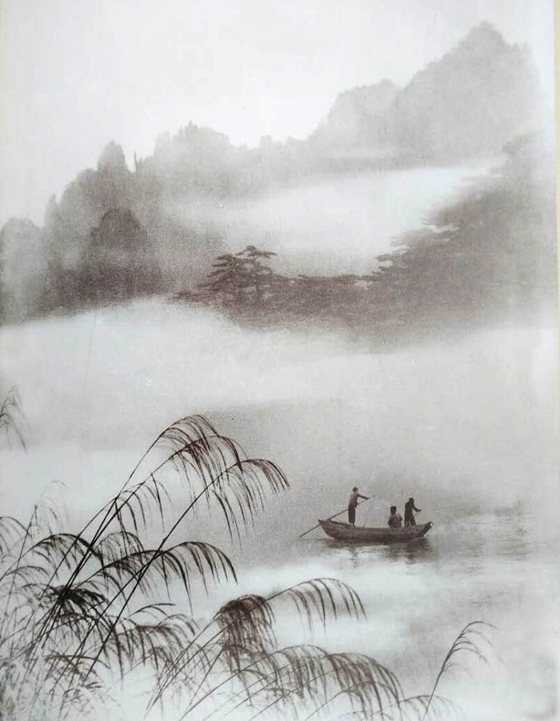 以黄山风光为背景的集锦摄影,郎静山拍摄于1935年.