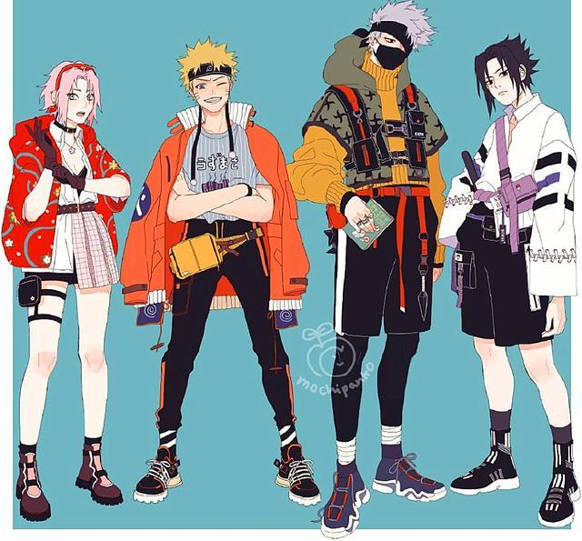 忍者们遇上"时尚潮流风",小樱美出新境界,鬼鲛的手提袋成亮点