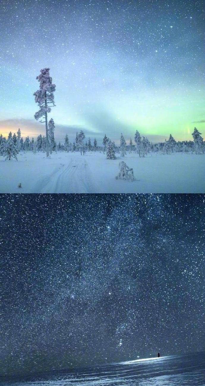 芬兰冬夜的星空,美到让人窒息 zt